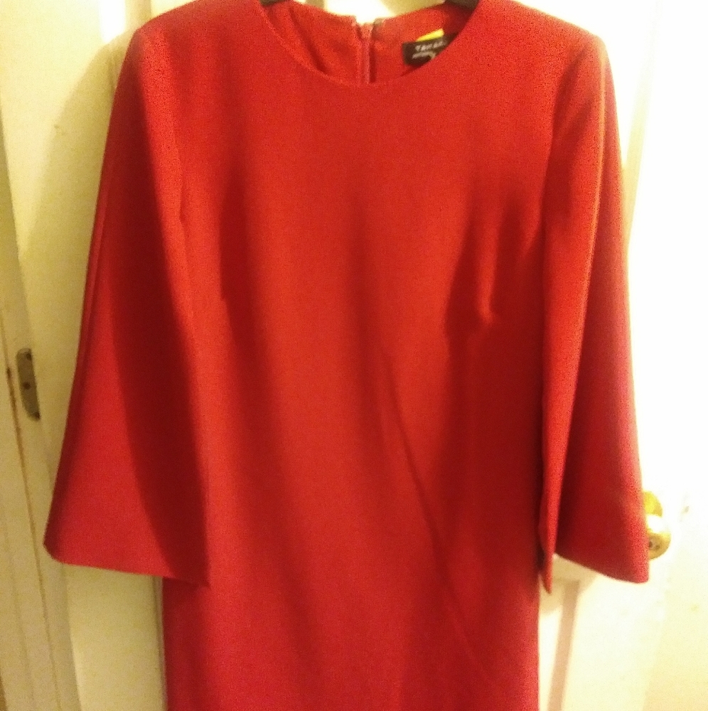 Red Tahari dress with flare sleeves